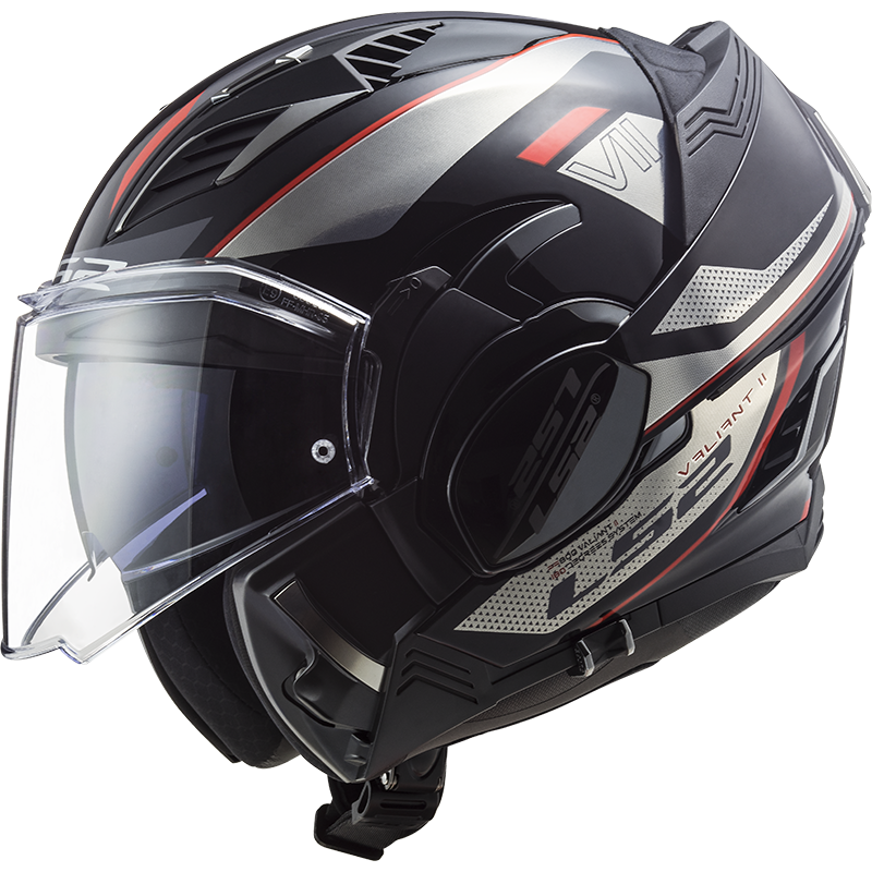 FF900 VALIANT II HUB GLOSS BLACK CHROME - Flip Up Modular Helmet