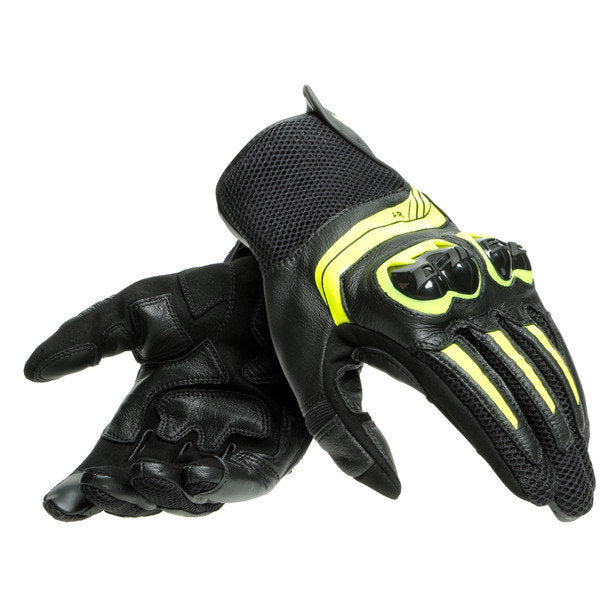 Dainese Mig 3 Leather Gloves Black Hi-Viz Yellow