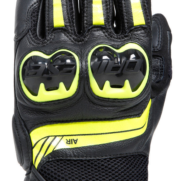 Dainese Mig 3 Leather Gloves Black Hi-Viz Yellow