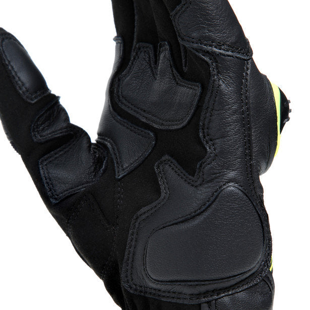 Dainese Mig 3 Leather Gloves Black Hi-Viz Yellow