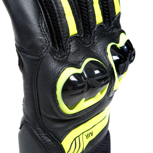 Dainese Mig 3 Leather Gloves Black Hi-Viz Yellow