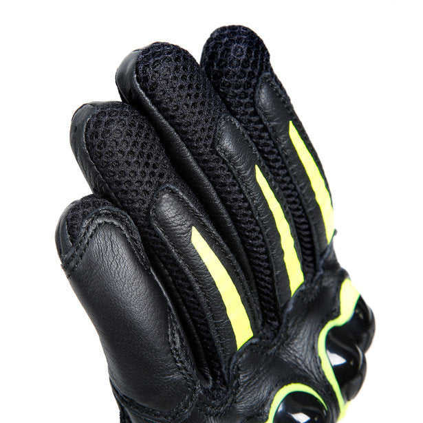 Dainese Mig 3 Leather Gloves Black Hi-Viz Yellow