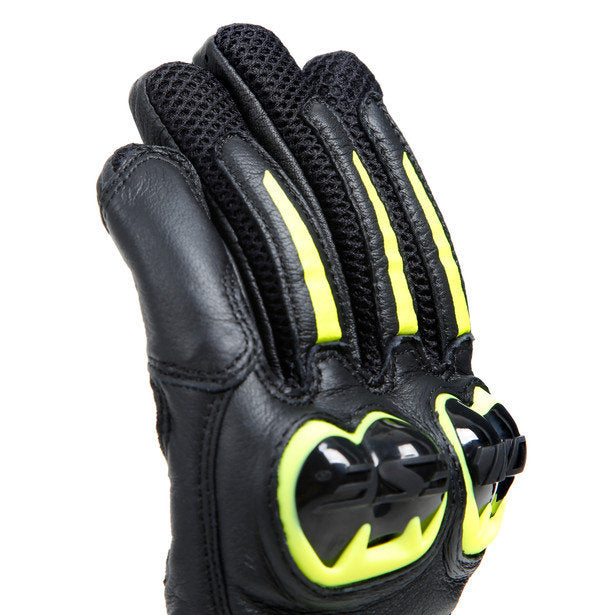 Dainese Mig 3 Leather Gloves Black Hi-Viz Yellow