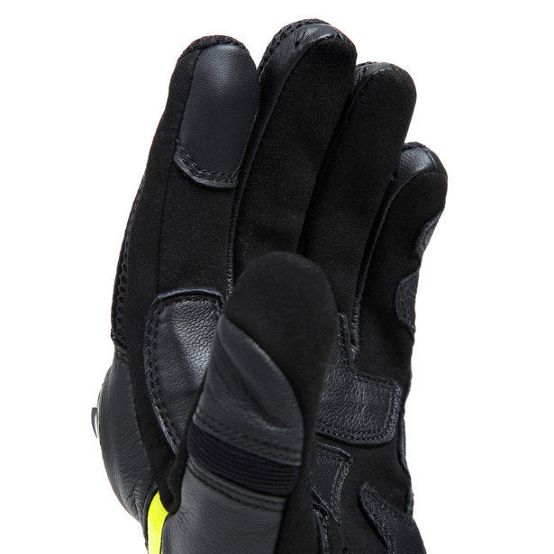 Dainese Mig 3 Leather Gloves Black Hi-Viz Yellow