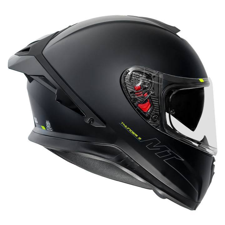 MT THUNDER 3 PRO SOLID BLACK MATT FULL FACE HELMET
