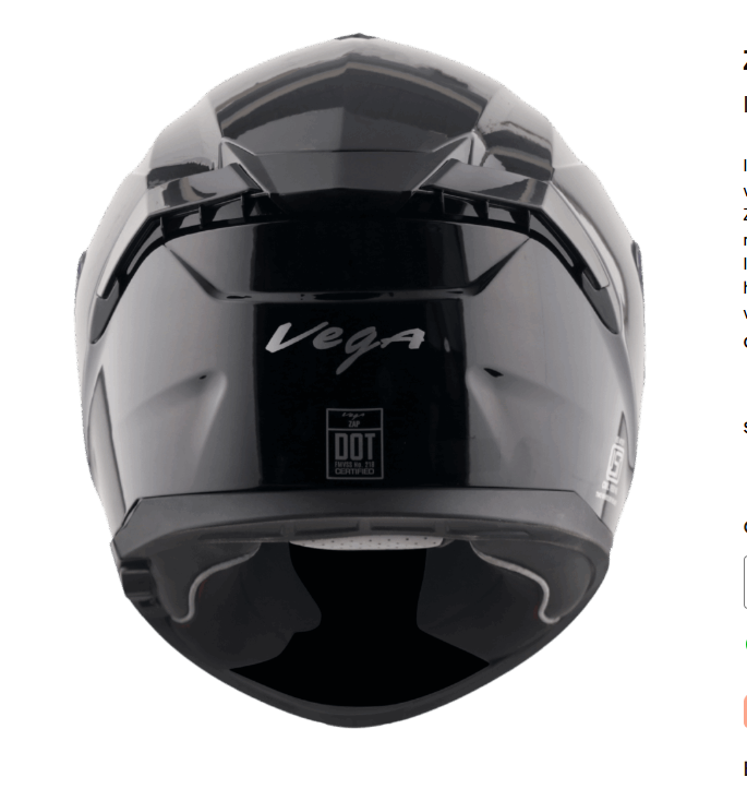 VEGA ZAP DV SOLID COLOURS FULL FACE HELMET