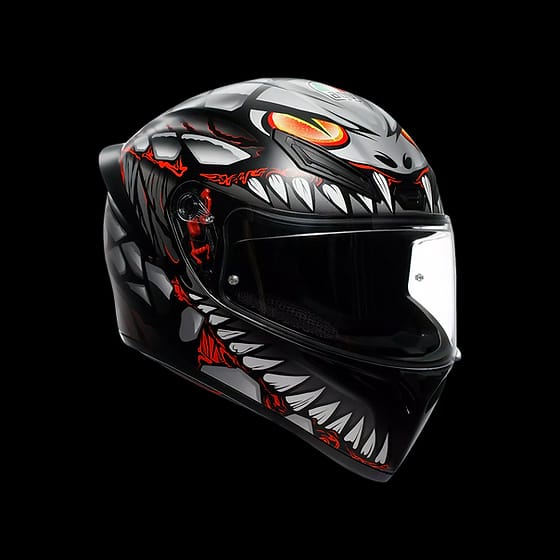 AGV K1 S FULL FACE HELMET - LYZARD BLACK/GREY/RED (ISI & ECE2206)