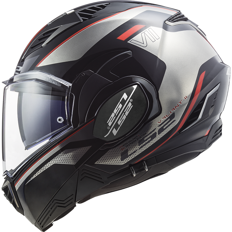 FF900 VALIANT II HUB GLOSS BLACK CHROME - Flip Up Modular Helmet