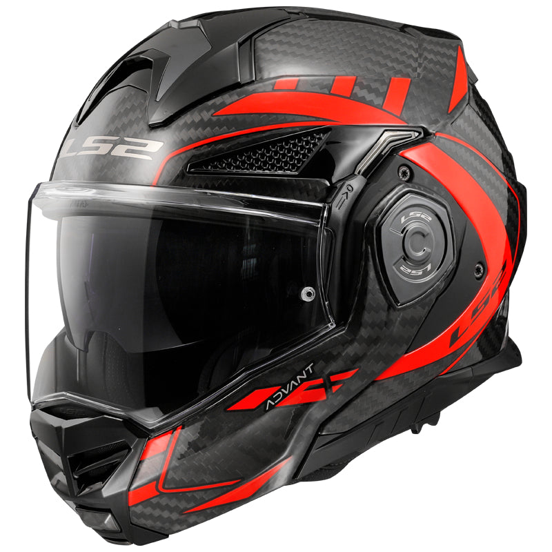 LS2 FF901 ADVANT X CARBON FUTURE RED - Flip Up Modular Helmet