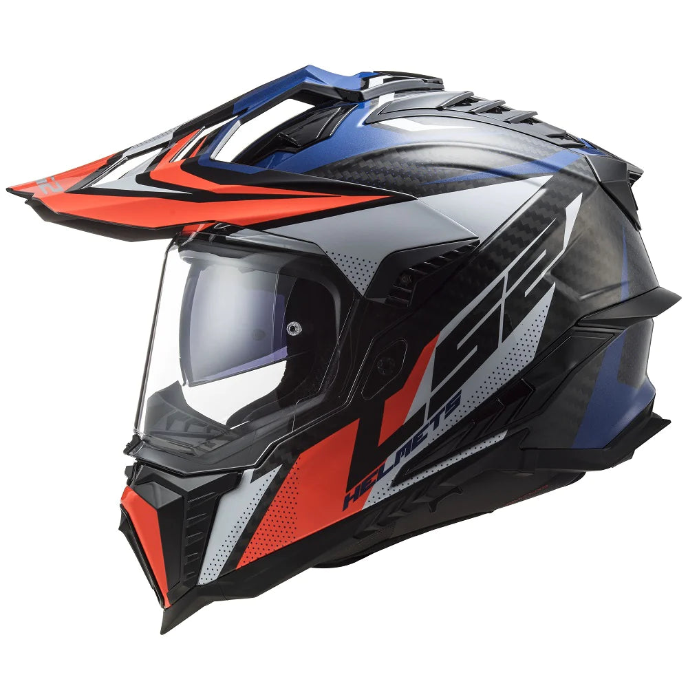 LS2 MX701 EXPLORER CARBON - FOCUS BLUE WHITE - Dual Sport Helmet