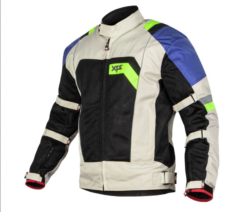 XTS Speedway Off White Blue Green Riding Jacket