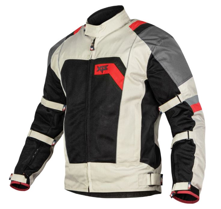 XTS Speedway Off White Grey Red Riding Jacket