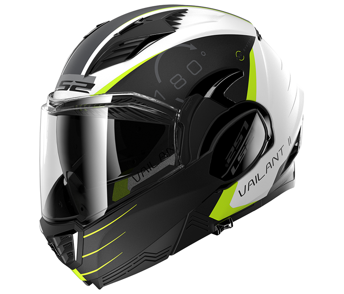 FF900 VALIANT II CODEX GLOSS WHITE BLACK - Flip Up Modular Helmet